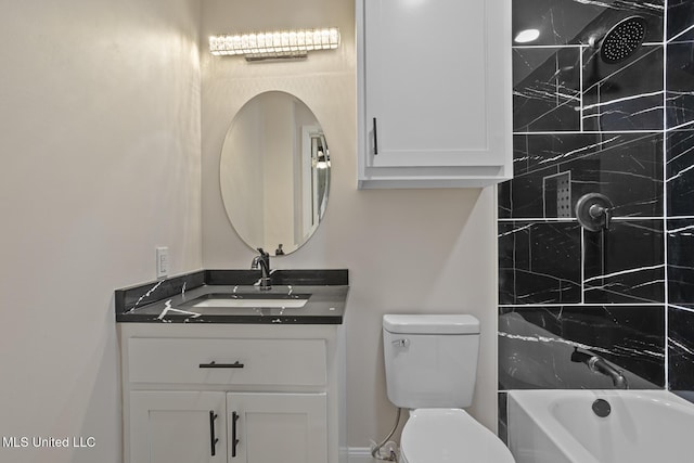 full bathroom with toilet, shower / bathtub combination, and vanity