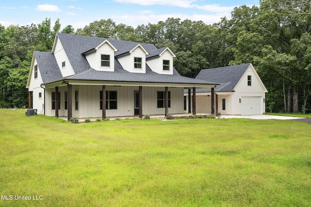 563 Valentine Rd, Holly Springs, MS 38635 - view of front of house with a porch, roof with shingles, board and batten siding, and a front lawn
