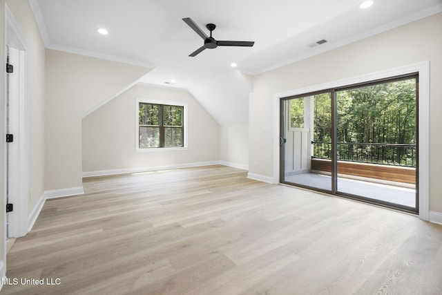 563 Valentine Rd, Holly Springs, MS 38635 - bonus room with recessed lighting, light wood-style floors, ceiling fan, and lofted ceiling