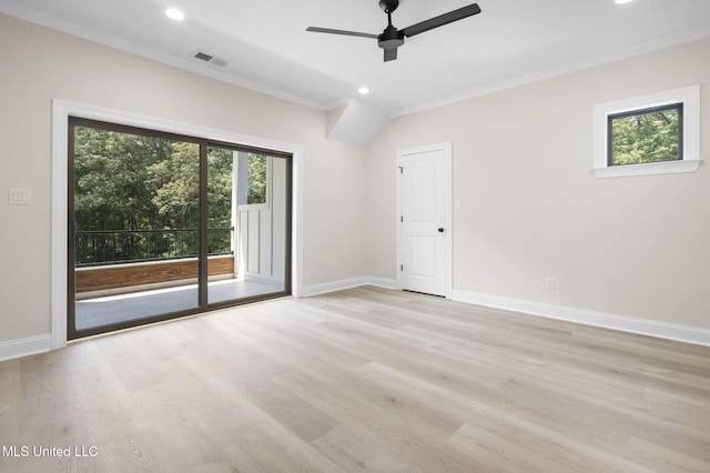 563 Valentine Rd, Holly Springs, MS 38635 - empty room with plenty of natural light, crown molding, light wood-style floors, ceiling fan, and recessed lighting
