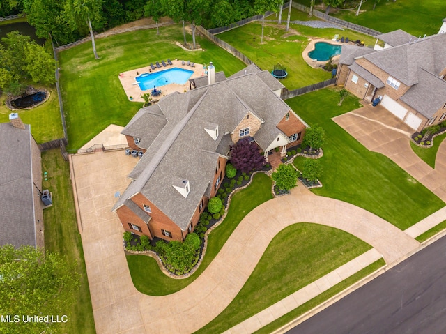aerial view of a pool