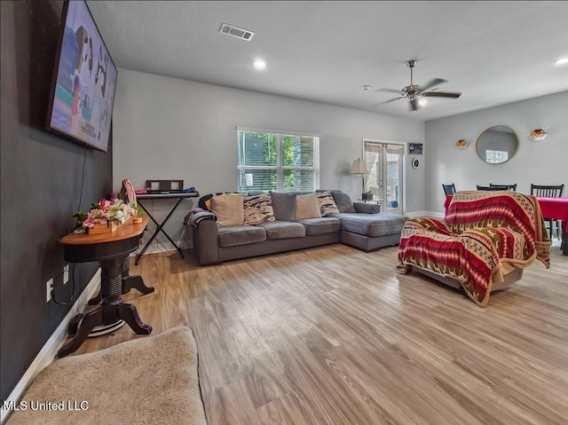 5065 Fairbury Way, Diberville, MS 39540 - living area with a ceiling fan, wood finished floors, recessed lighting, and baseboards