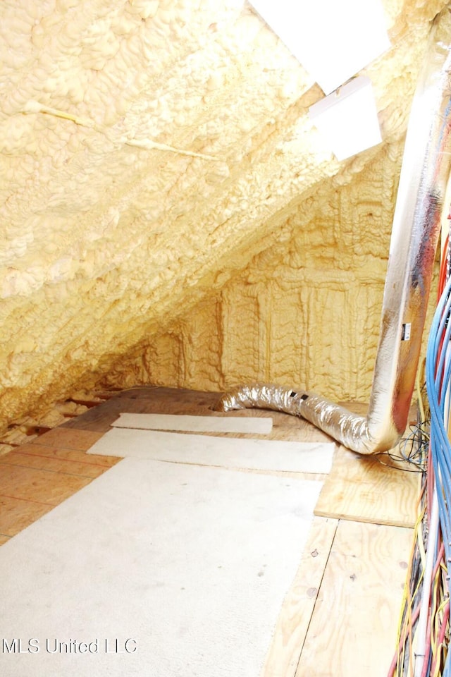 view of unfinished attic