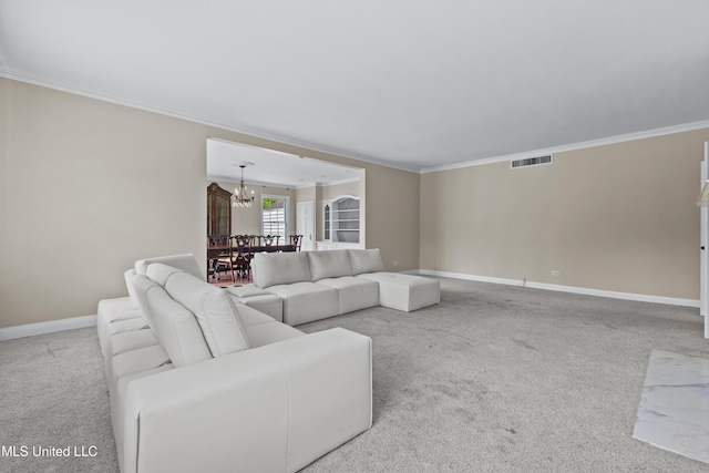 300 S 21st Ave, Hattiesburg, MS 39401 - living area featuring a chandelier, crown molding, carpet floors, and baseboards