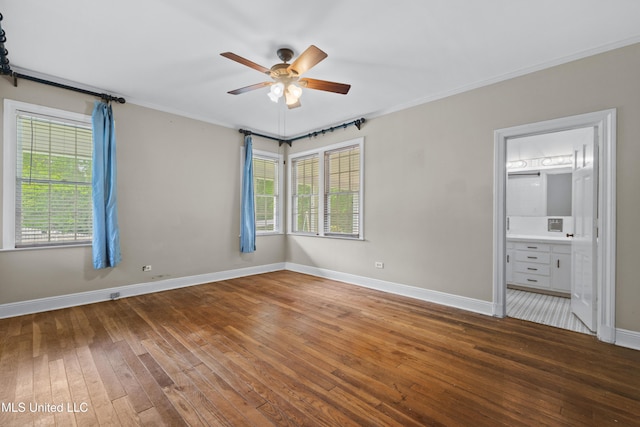 300 S 21st Ave, Hattiesburg, MS 39401 - empty room featuring baseboards, wood-type flooring, ceiling fan, and crown molding