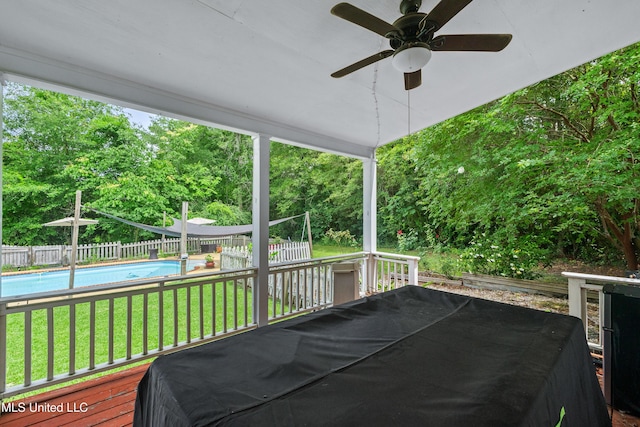 300 S 21st Ave, Hattiesburg, MS 39401 - view of patio featuring a ceiling fan and view of scattered trees