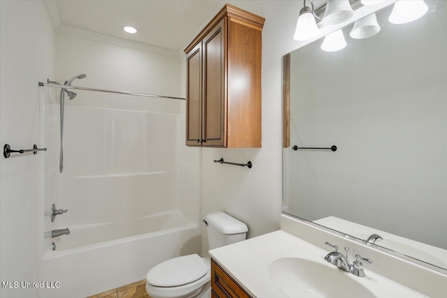 409 Sand Stone Pl, Brandon, MS 39042 - full bathroom featuring vanity, shower / tub combination, and recessed lighting