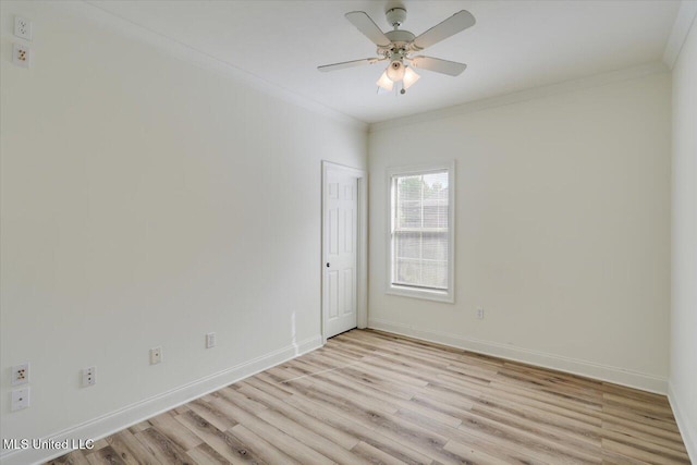 409 Sand Stone Pl, Brandon, MS 39042 - unfurnished room featuring light wood finished floors, a ceiling fan, and ornamental molding