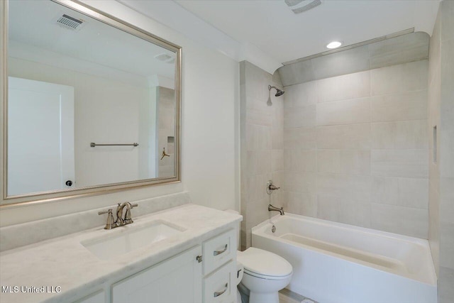 110 Crossview Pl, Brandon, MS 39047 - bathroom with  shower combination, vanity, and recessed lighting