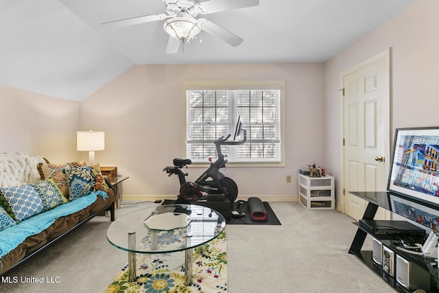 29 Avery Cir, Jackson, MS 39211 - carpeted living room featuring lofted ceiling and ceiling fan