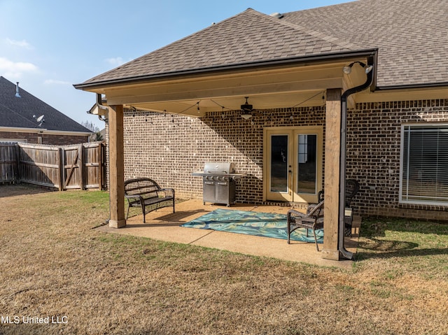 view of patio with grilling area and french doors