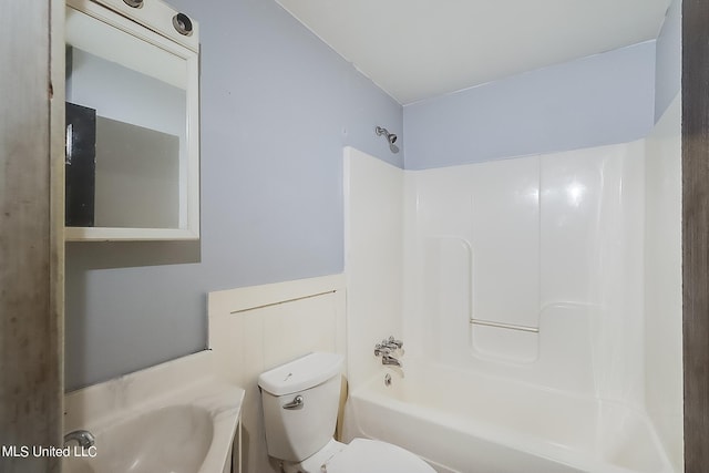 full bathroom featuring vanity, toilet, and shower / bathtub combination