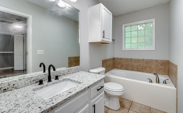 783 Whippoorwill Dr, Brandon, MS 39047 - full bath with vanity, a bath, and tile patterned flooring
