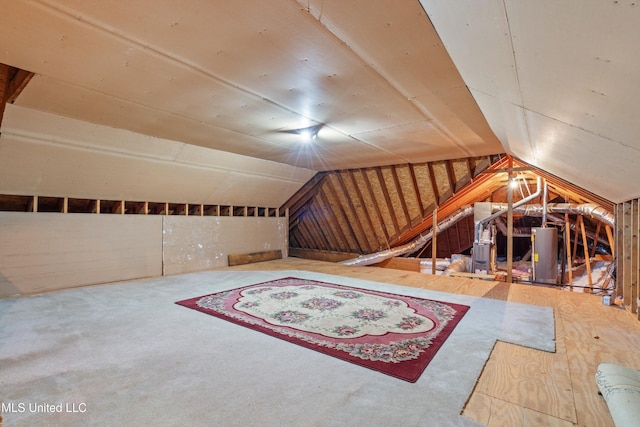 bonus room featuring gas water heater and vaulted ceiling