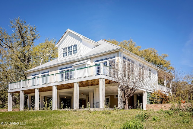 1401 Ladnier Rd, Gautier, MS 39553 - exterior space with a yard and a wooden deck