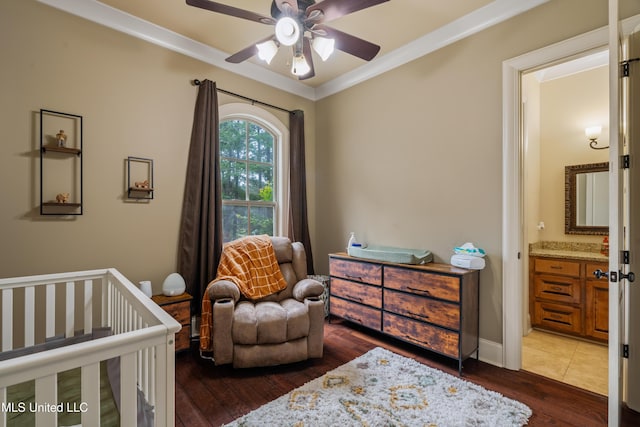10 Magnolia Crossing Rd, Sumrall, MS 39482 - bedroom featuring wood finished floors, ornamental molding, and ensuite bath