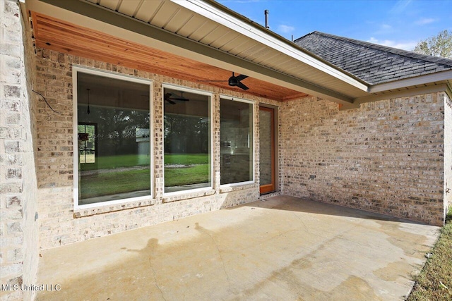 view of patio / terrace with ceiling fan