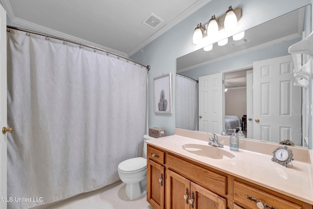 8140 Hunters Hill Cv, Olive Branch, MS 38654 - bathroom featuring toilet, vanity, and crown molding
