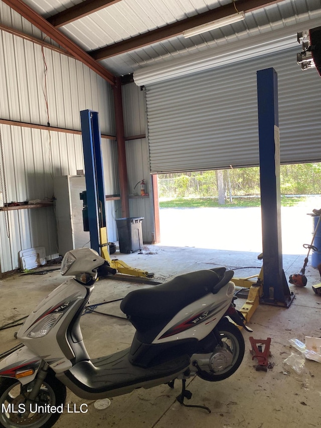 view of garage