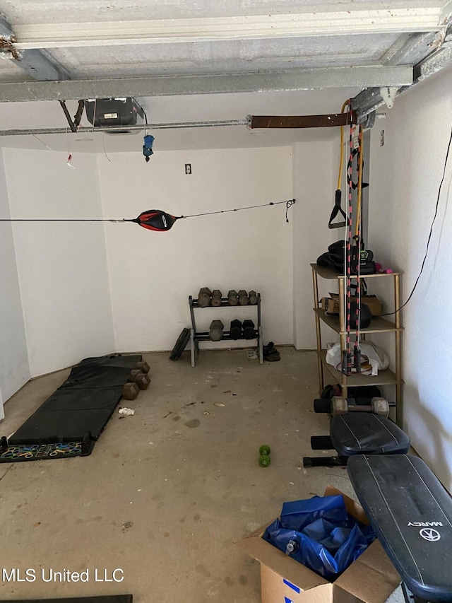 garage with a garage door opener