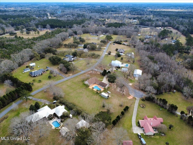 drone / aerial view featuring a rural view