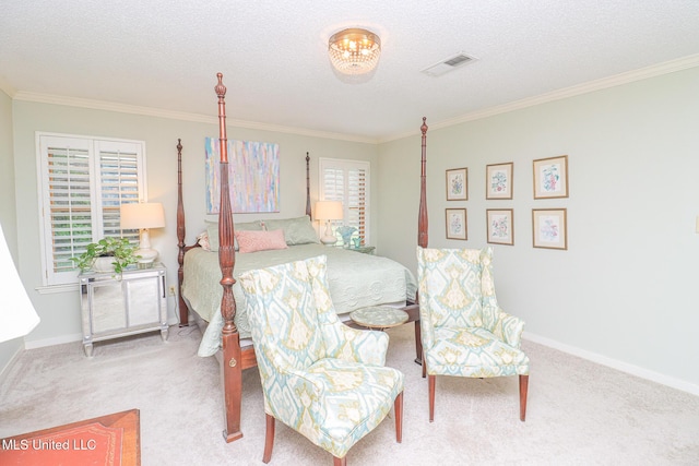 697 Country Place Dr, Pearl, MS 39208 - bedroom with carpet, ornamental molding, baseboards, and a textured ceiling