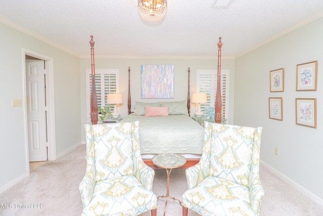 697 Country Place Dr, Pearl, MS 39208 - carpeted bedroom with crown molding, baseboards, multiple windows, and a textured ceiling
