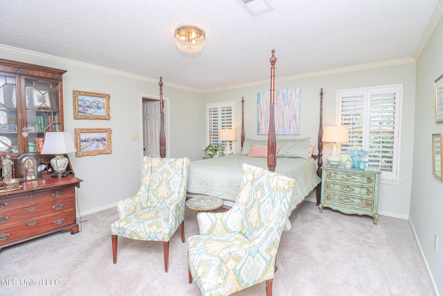 697 Country Place Dr, Pearl, MS 39208 - carpeted bedroom with crown molding, a textured ceiling, and baseboards