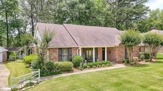 697 Country Place Dr, Pearl, MS 39208 - view of front facade featuring brick siding, roof with shingles, and covered porch