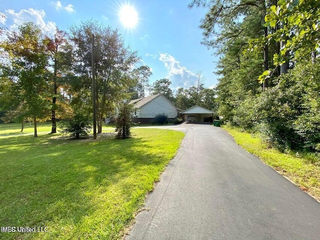 20507 Old Biloxi Rd, Vancleave, MS 39565 - view of front of house featuring a front lawn, driveway, and a detached carport