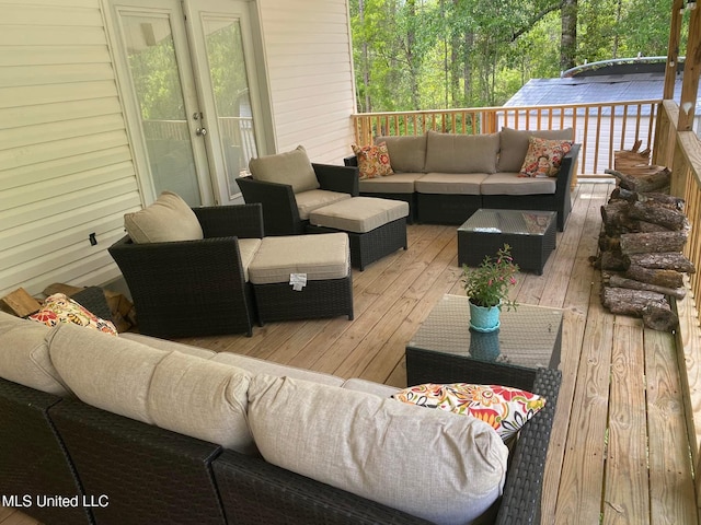 20507 Old Biloxi Rd, Vancleave, MS 39565 - wooden terrace featuring an outdoor living space