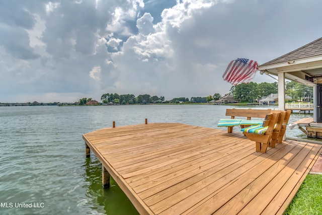 dock area with a water view