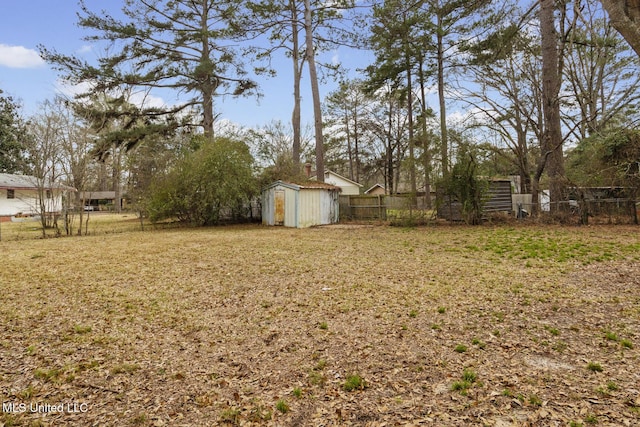 view of yard with a storage unit