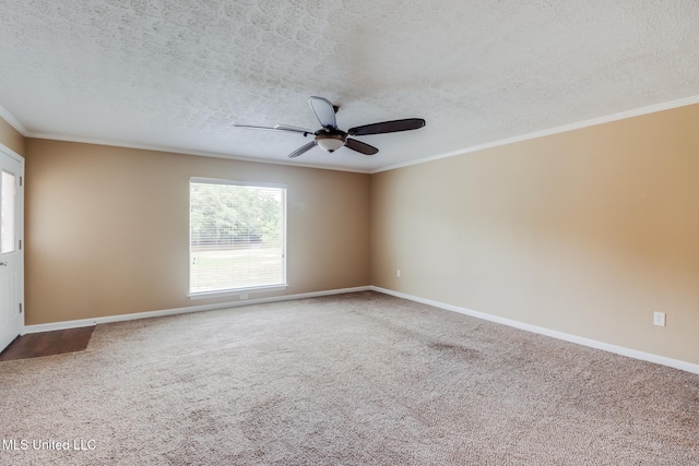 12 Bayou View Dr, Gulfport, MS 39507 - carpeted empty room with a textured ceiling, crown molding, and ceiling fan