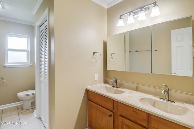 12 Bayou View Dr, Gulfport, MS 39507 - bathroom with crown molding, a closet, double vanity, and tile patterned floors