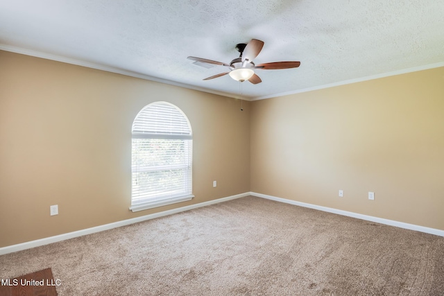 12 Bayou View Dr, Gulfport, MS 39507 - carpeted empty room featuring ceiling fan, ornamental molding, and a textured ceiling