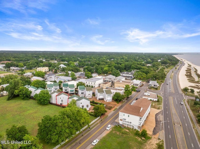 aerial view of residential area with a main thoroughfare