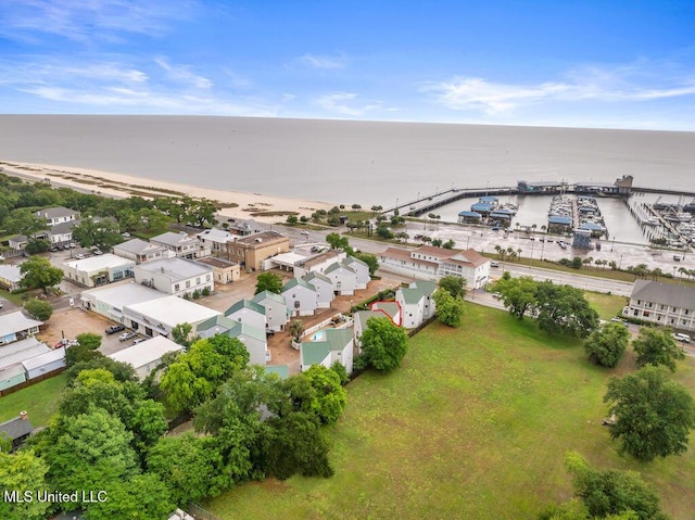 aerial perspective of suburban area featuring a nearby body of water