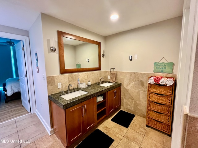 bathroom featuring vanity and tile patterned floors