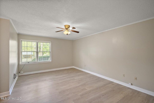 244 Massey Cir, Carthage, MS 39051 - empty room with light wood-type flooring, ceiling fan, a textured ceiling, crown molding, and baseboards