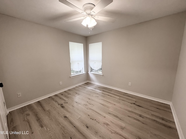 106 Ole Duke Dr, Brandon, MS 39042 - spare room featuring wood finished floors, ceiling fan, and baseboards