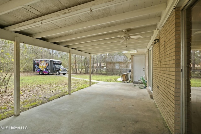 view of patio featuring a ceiling fan