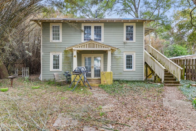 view of front of home featuring french doors