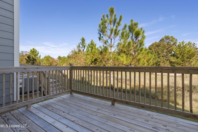 wooden deck with cooling unit