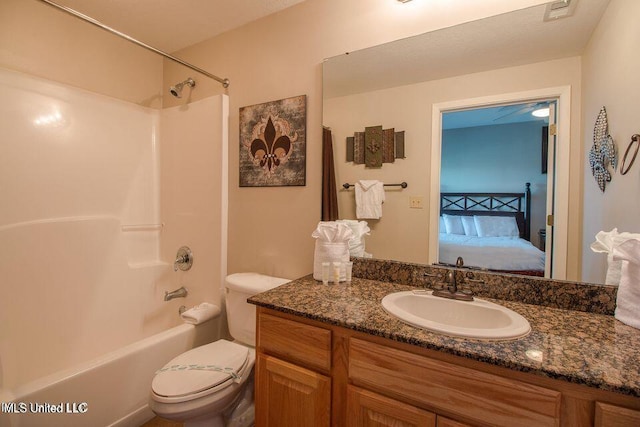 2230 Beach Dr Unit 808, Gulfport, MS 39507 - bathroom featuring connected bathroom, vanity, toilet, shower / bath combination, and visible vents