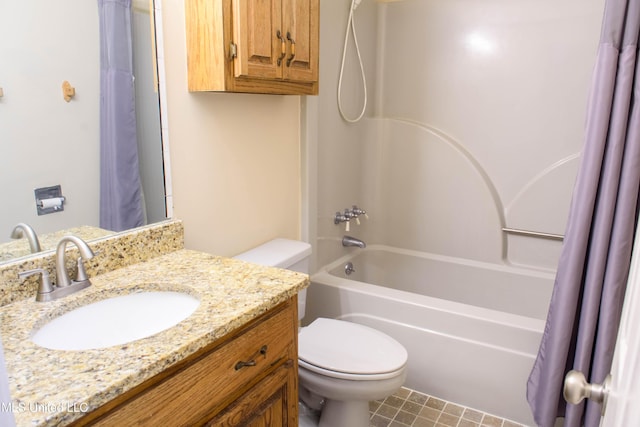 full bathroom featuring vanity, toilet, and shower / bath combo with shower curtain