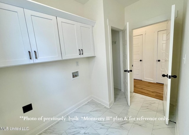 laundry area featuring cabinets and hookup for a washing machine