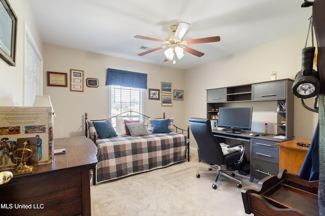 453 Cherry Tree Ln, Southaven, MS 38671 - bedroom featuring a desk, carpet flooring, and a ceiling fan