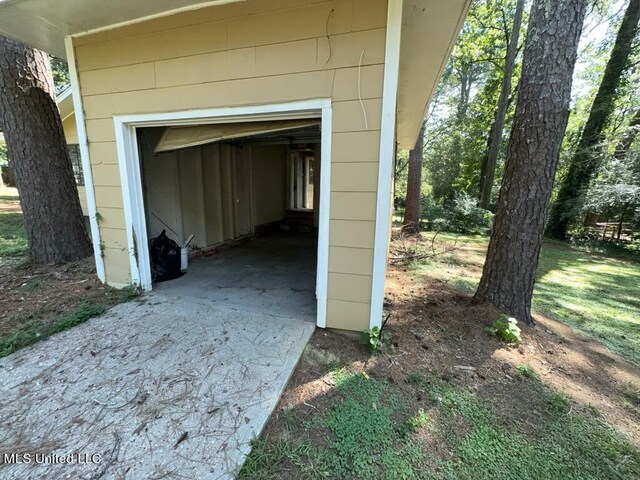 view of garage