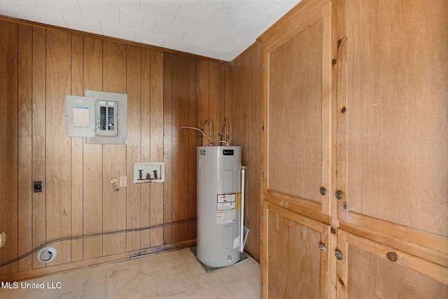 utility room with electric water heater and electric panel